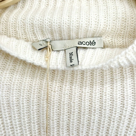 Acote Ecru Ivory Button Shoulder Alpaca Crewneck Pullover Sweater Sz 0 NWT $198 - Picture 5 of 9